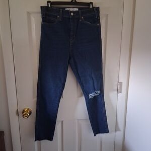 Signature by Levi Strauss Midnight Blue Straight Leg Jeans with Knee Rip